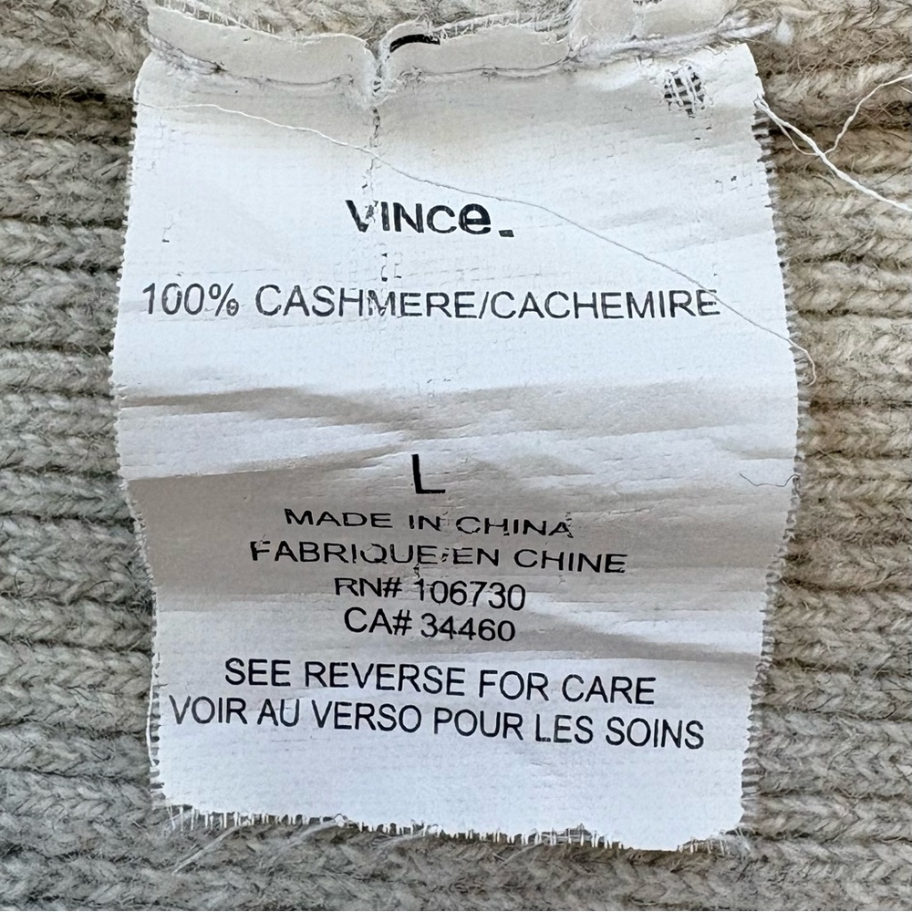 VINCE 100% Cashmere Open Front Cardigan Sweater Cream Neutral Large - Picture 5 of 10